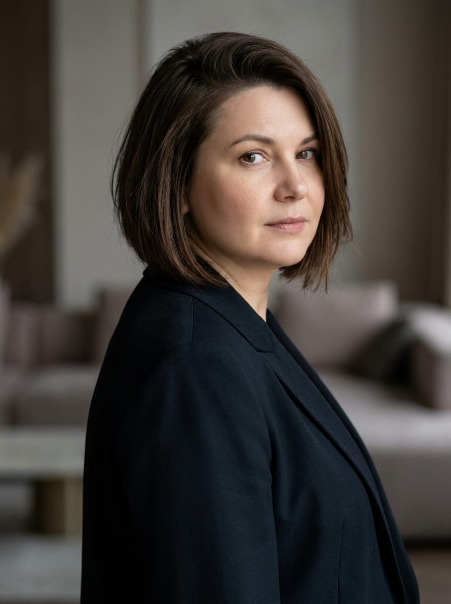 Sleek Short Bob mit Seitenscheitel - Kurzhaarfrisur für rundes Gesicht